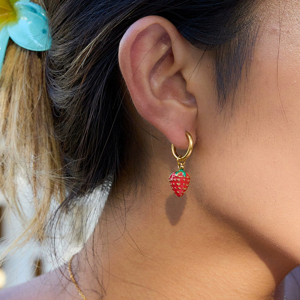 Stainless Steel Fruit Pattern Electroplating Earrings For Women