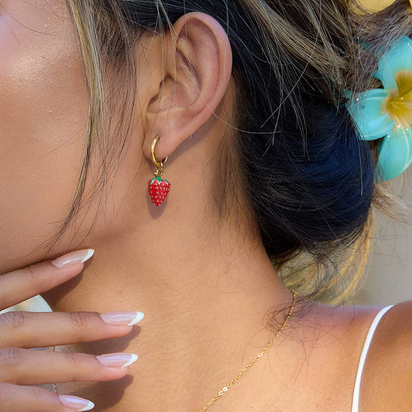 Stainless Steel Fruit Pattern Electroplating Earrings For Women
