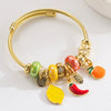Stainless Steel Fruit Pendant Adjustable Bracelet Electroplated Fashion Style Unisex