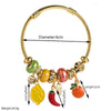 Stainless Steel Fruit Pendant Adjustable Bracelet Electroplated Fashion Style Unisex