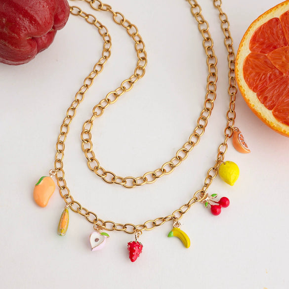 Stainless Steel Fruit Pendant Electroplated Bracelet Necklace For Women