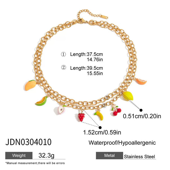 Stainless Steel Fruit Pendant Electroplated Bracelet Necklace For Women