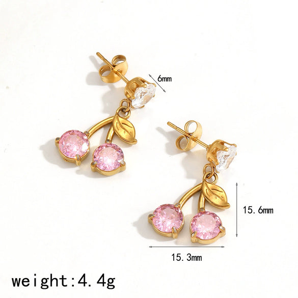 Stainless Steel Fruit Pendant Necklace With Cartoon Characters Design For Women Electroplated O Word Chain
