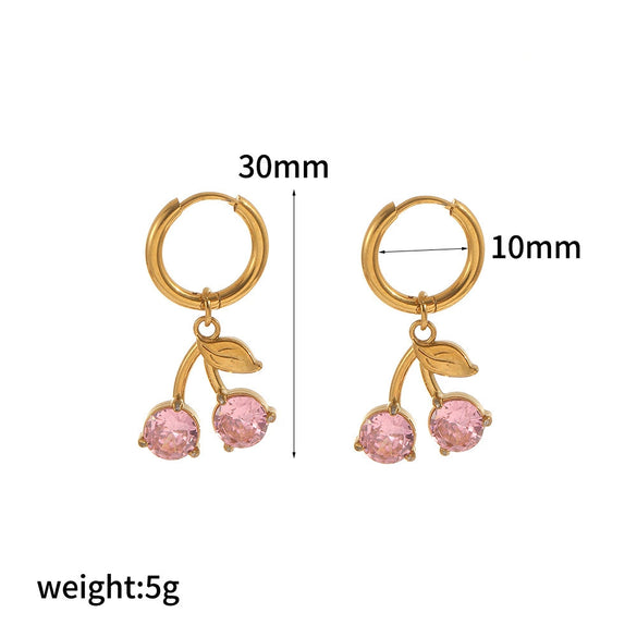 Stainless Steel Fruit Shaped Electroplated Earrings For Women