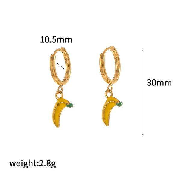 Stainless Steel Fruit Shaped Electroplated Earrings For Women