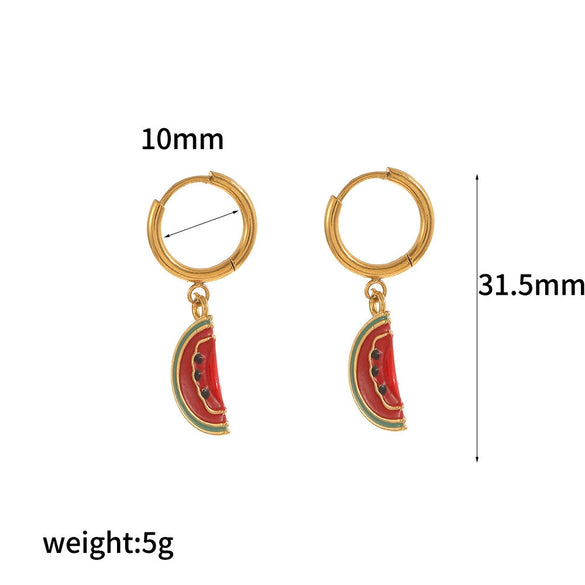 Stainless Steel Fruit Shaped Electroplated Earrings For Women