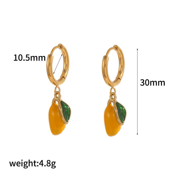 Stainless Steel Fruit Shaped Electroplated Earrings For Women