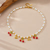 Stainless Steel Fruit Shaped Electroplated Pendant Beaded Necklace For Women