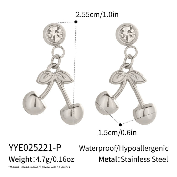 Stainless Steel Fruit Shaped Little Fresh Electroplated Earrings For Youth Women