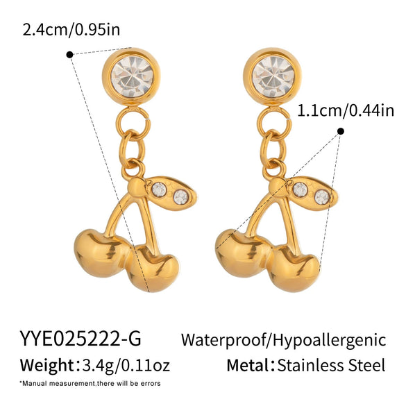 Stainless Steel Fruit Shaped Little Fresh Electroplated Earrings For Youth Women