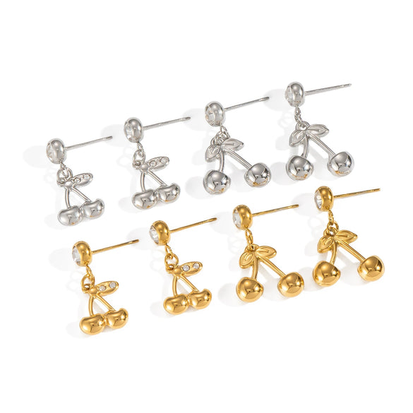 Stainless Steel Fruit Shaped Little Fresh Electroplated Earrings For Youth Women