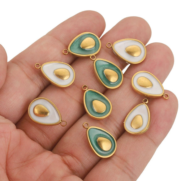 Stainless Steel Fruit Style Avocado And Fish Pattern Pendant Jewelry With 18K Electroplating