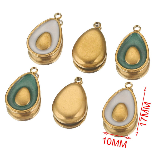 Stainless Steel Fruit Style Avocado And Fish Pattern Pendant Jewelry With 18K Electroplating