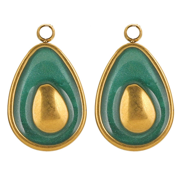 Stainless Steel Fruit Style Avocado And Fish Pattern Pendant Jewelry With 18K Electroplating