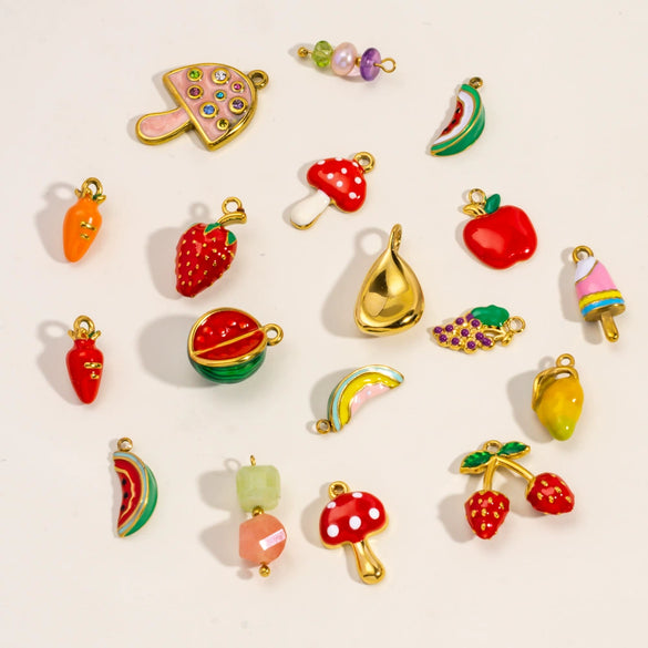 Stainless Steel Fruit Style Oil Dripping Jewelry Accessories Necklace Pendant