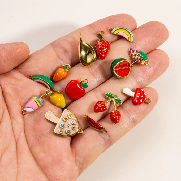 Stainless Steel Fruit Style Oil Dripping Jewelry Accessories Necklace Pendant
