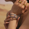 316L Stainless Steel Full Diamond Zircon Snap Bracelet Plated 18K True Gold Geometric Style Jewelry