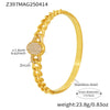 316L Stainless Steel Full Diamond Zircon Snap Bracelet Plated 18K True Gold Geometric Style Jewelry
