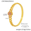 316L Stainless Steel Full Diamond Zircon Snap Bracelet Plated 18K True Gold Geometric Style Jewelry