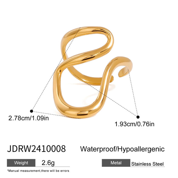 Stainless Steel Geometric Adjustable Opening Ring Electroplating Design