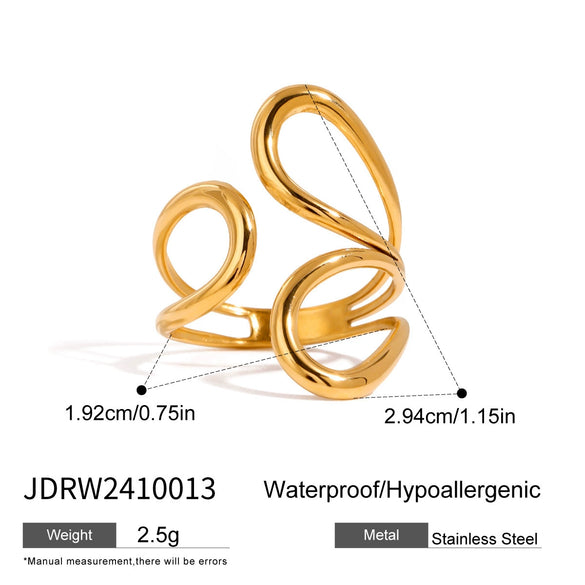 Stainless Steel Geometric Adjustable Opening Ring Electroplating Design
