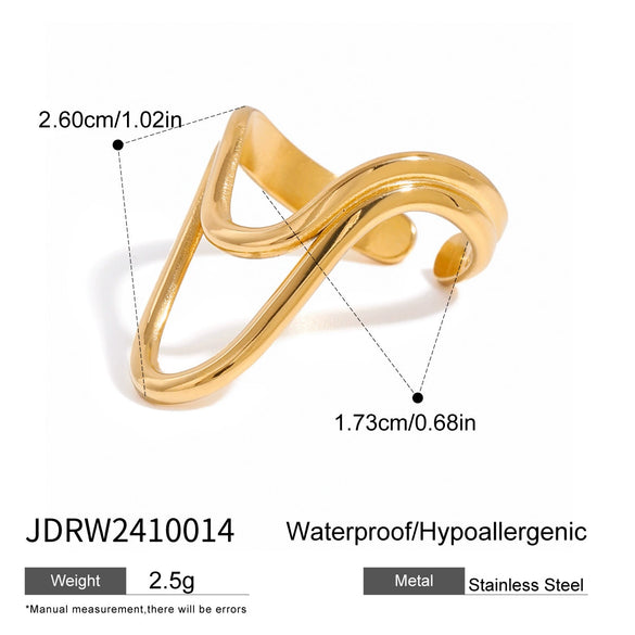 Stainless Steel Geometric Adjustable Opening Ring Electroplating Design