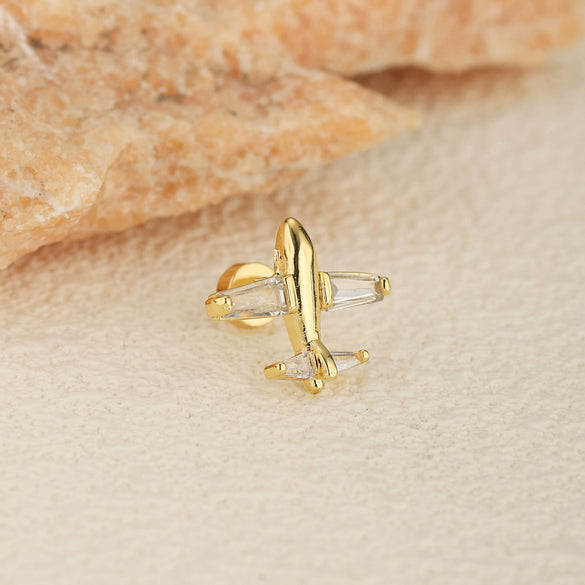 Stainless Steel Geometric And Floral Mushroom Cartilage Piercing Helix Earrings For Women Electroplated Screw Ball Stud