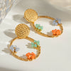 Stainless Steel Geometric And Flower Earrings Electroplated Minimalist Women's Jewelry