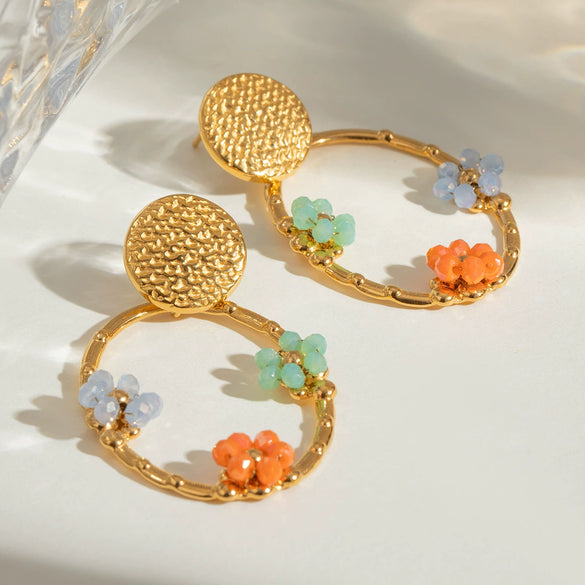 Stainless Steel Geometric And Flower Earrings Electroplated Minimalist Women's Jewelry