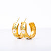 Stainless Steel Geometric And Flower Patterned Cshaped Electroplated Women's Earrings