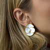 Stainless Steel Geometric And Flower Retro Earrings With Electroplating