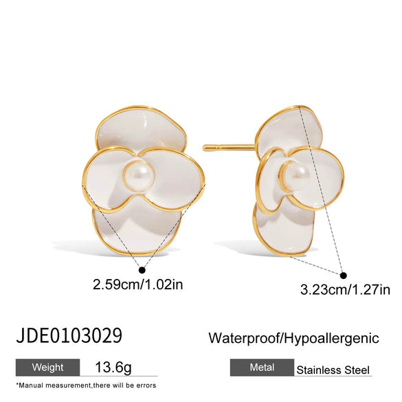 Stainless Steel Geometric And Flower Retro Earrings With Electroplating