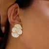 Stainless Steel Geometric And Flower Retro Earrings With Electroplating