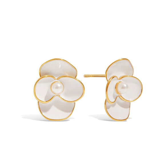 Stainless Steel Geometric And Flower Retro Earrings With Electroplating