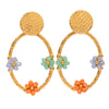 Stainless Steel Geometric And Flower Style Electroplating Round And Oval Earrings