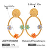 Stainless Steel Geometric And Flower Style Electroplating Round And Oval Earrings