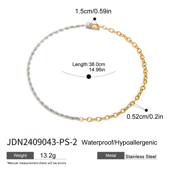 Stainless Steel Geometric And Heart Shape Electroplated Twist Chain Cross Bracelet