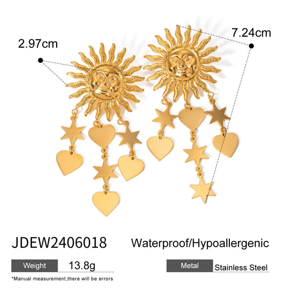 Stainless Steel Geometric And Heart Shape Electroplated Women's Star Earrings