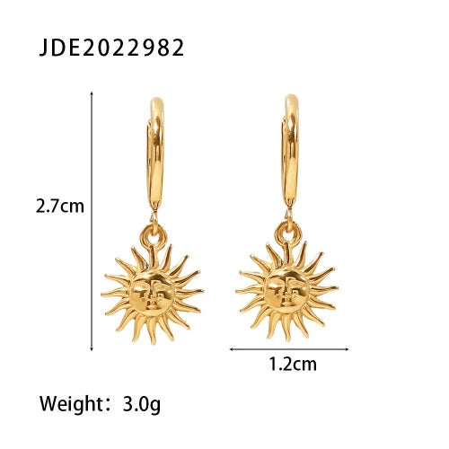 Stainless Steel Geometric And Heart Shape Electroplated Women's Star Earrings