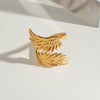 Stainless Steel Geometric Angel Wings Ring Electroplated Jewelry For Women