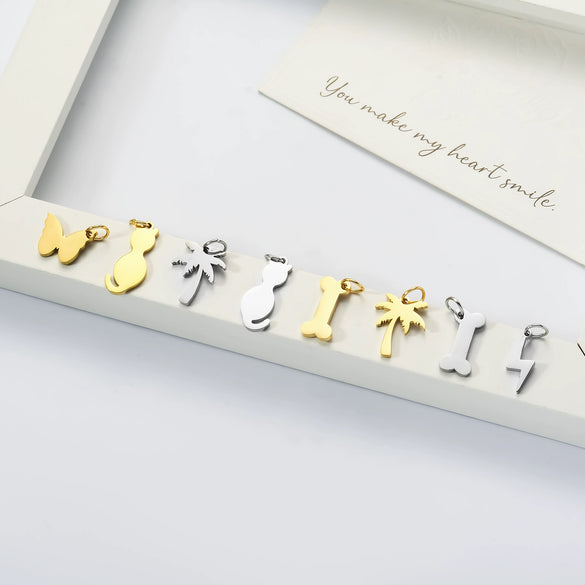 Stainless Steel Geometric Animal Kitten Butterfly Bone Lightning Coconut Tree Polishing Electroplating Jewelry Accessories Pendant