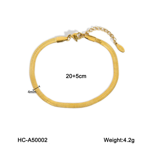 Stainless Steel Geometric Anklet With Blade Chain And Ball Chain