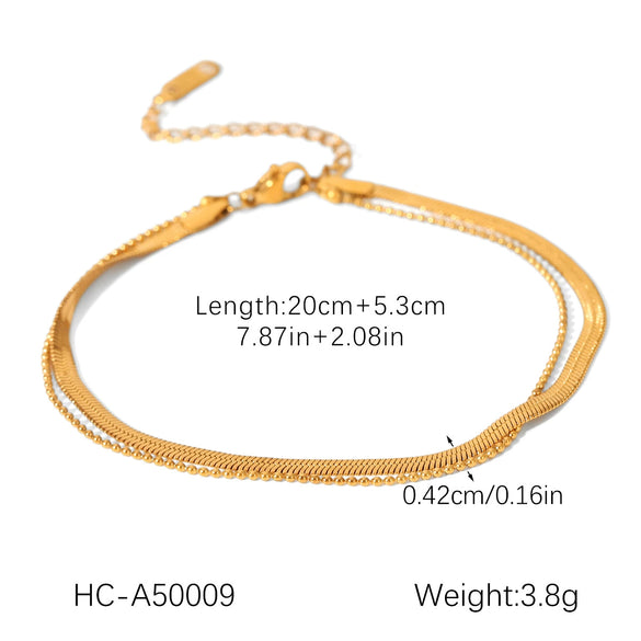 Stainless Steel Geometric Anklet With Blade Chain And Ball Chain