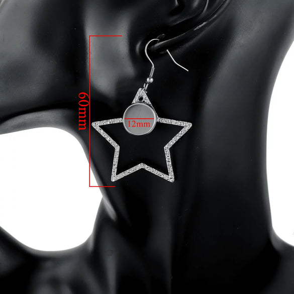 Stainless Steel Geometric Asymmetrical Diy Large Earrings Accessories With Electroplating