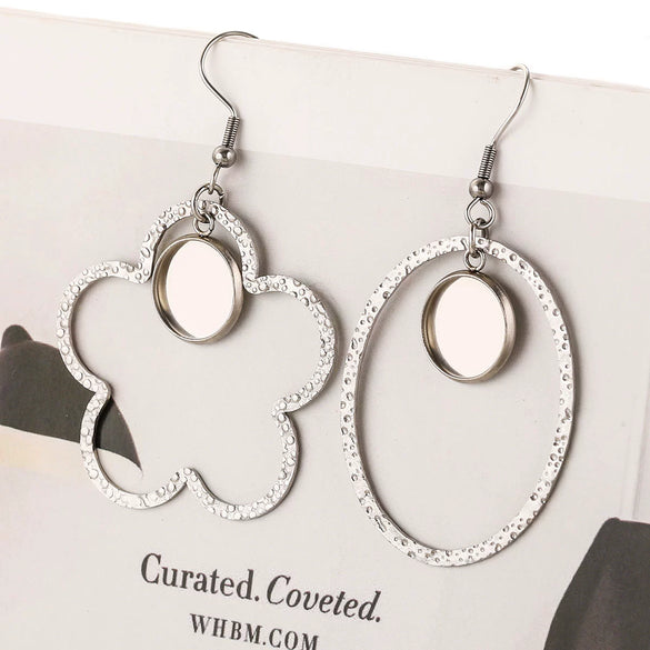 Stainless Steel Geometric Asymmetrical Diy Large Earrings Accessories With Electroplating