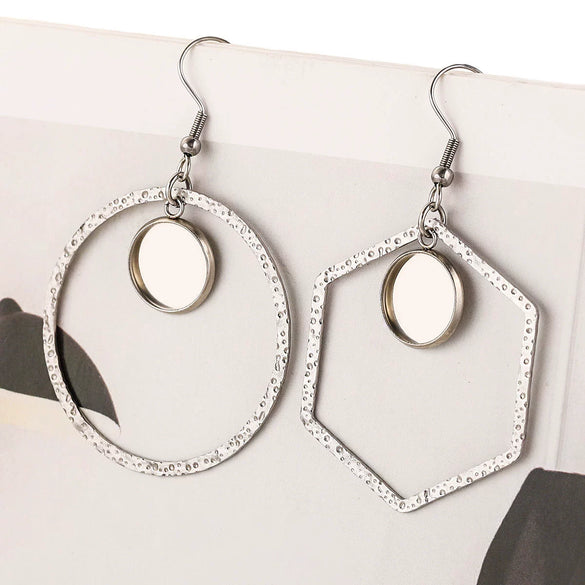 Stainless Steel Geometric Asymmetrical Diy Large Earrings Accessories With Electroplating