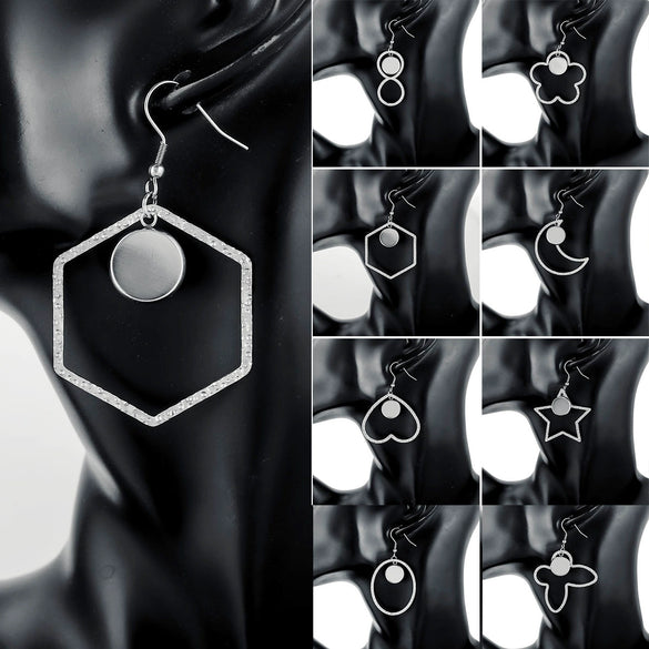 Stainless Steel Geometric Asymmetrical Diy Large Earrings Accessories With Electroplating