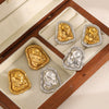 Stainless Steel Geometric Asymmetrical Earrings For Women With Real Gold Plating
