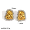 Stainless Steel Geometric Asymmetrical Earrings For Women With Real Gold Plating