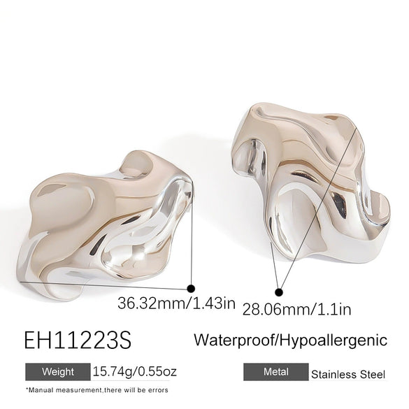 Stainless Steel Geometric Asymmetrical Retro Highend Colorpreserving Electroplated Women's Earrings